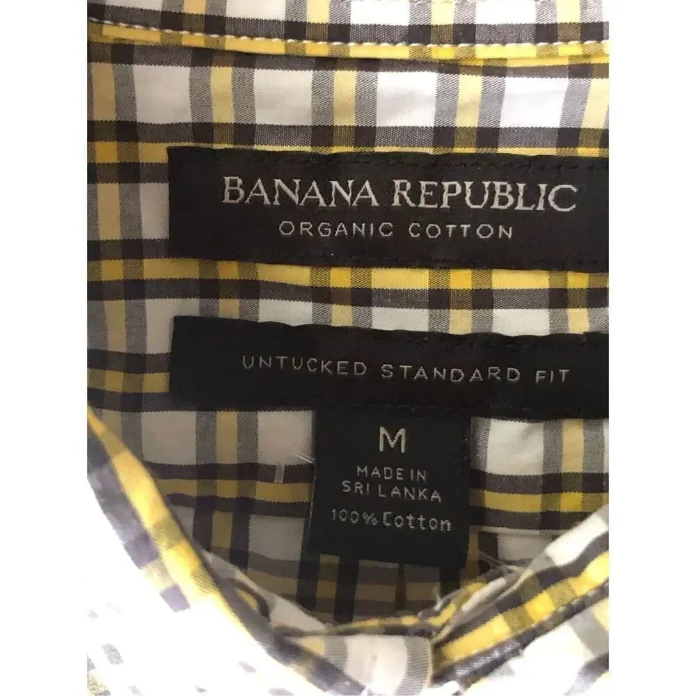 BANANA REPUBLIC Organic Cotton Plaid Multi Button up Shirt SZ M
